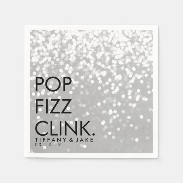 Guardanapo De Papel Napkin - Pop espumante Fizz Clink Silver (Frente)