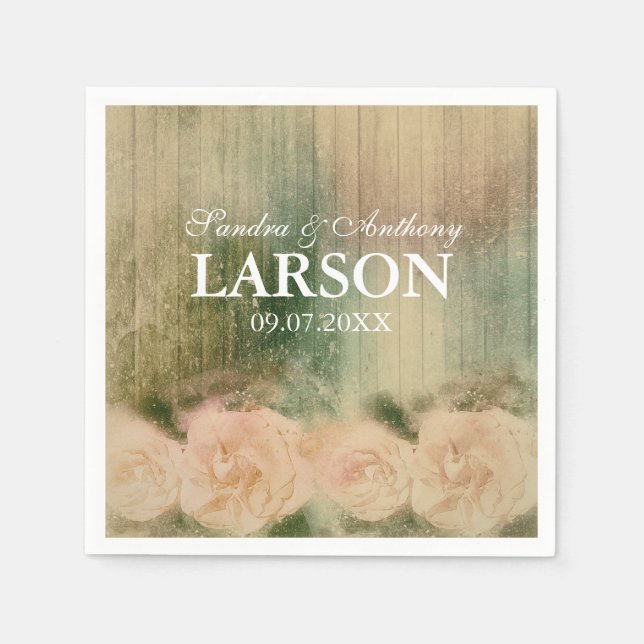 Guardanapo De Papel Napkin Rustic Rosa Wedding (Frente)