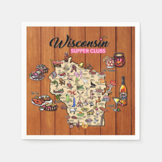 Guardanapo De Papel Napkin - Wisconsin Supper Club Map - Series 1