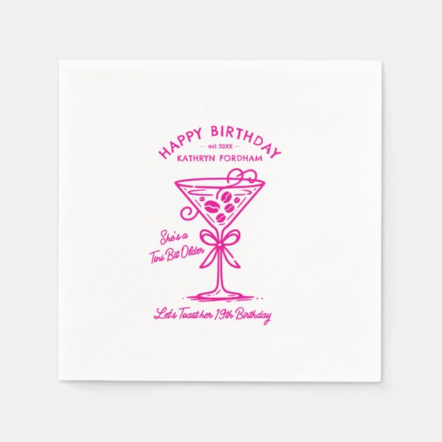 Guardanapo De Papel Napkins 19º Aniversário Rosa Martini (Frente)