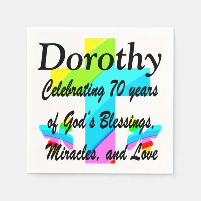 GUARDANAPO DE PAPEL NAPKINS DE ANIVERSÁRIO DE 70 PESSOAL JOYOUS (Frente)