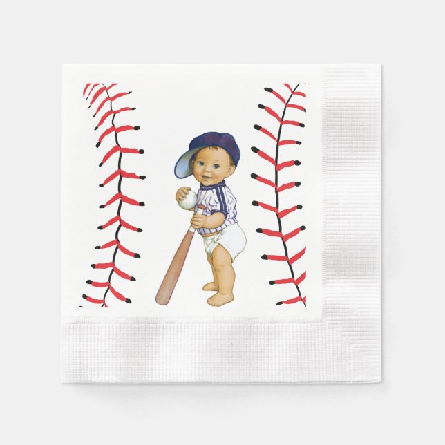 Guardanapo De Papel Napkins de Chá de fraldas de Baseball (Frente)