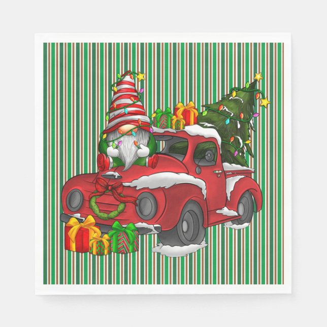 Guardanapo De Papel Napkins de Natal em Greve Verde (Frente)