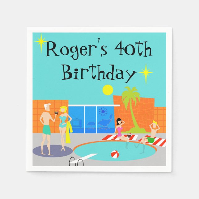 Guardanapo De Papel Napkins Descartáveis de Parte de Piscina Retroativ (Frente)