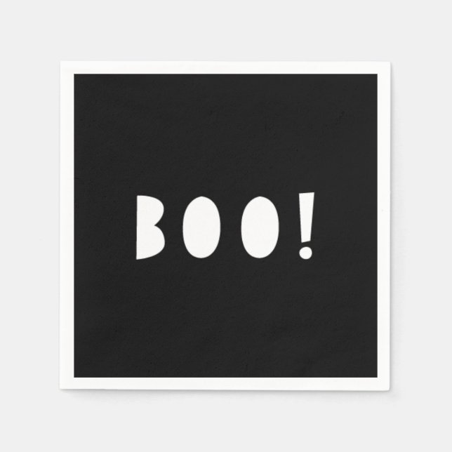 Guardanapo De Papel Napkins do Dia das Bruxas Negro e Branco | BOO! (Frente)