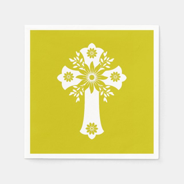 Guardanapo De Papel Napkins Floral Cross Yellow (Frente)