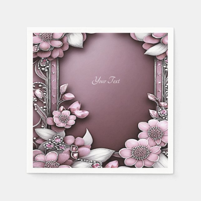 Guardanapo De Papel Napkins Floral Rosa (Frente)
