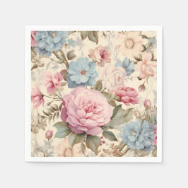Guardanapo De Papel Napkins Floral Rosa Azul