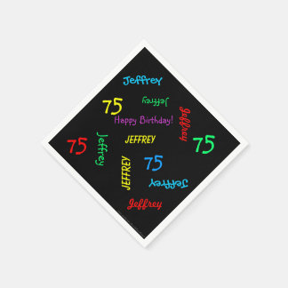 Guardanapo De Papel Napkins Negro, 75ª Festa de aniversário Repetindo 