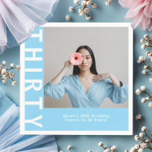 Napkins para Partido aniversário de 30 anos Azul d