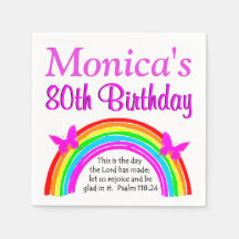 NAPKINS PERSONALIZADOS DE ANIVERSÁRIO DE 80 DE CAI