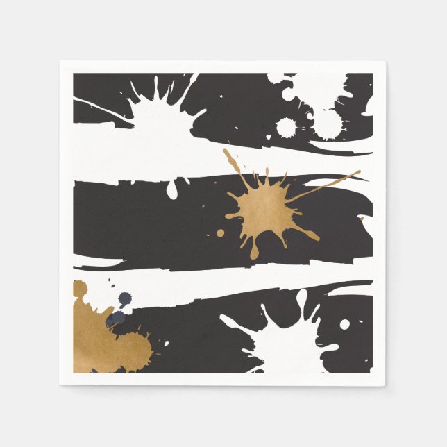 Guardanapo De Papel Napkins preto e Dourado (Frente)