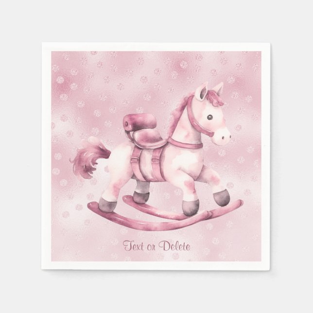 Guardanapo De Papel Napkins Rosa Rocking Horse (Frente)