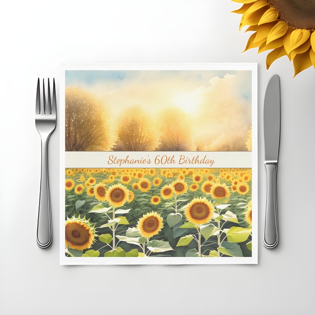 Guardanapo De Papel Napkins Sunflower Personalizado - Charme Russo (🌻 Artistry in Every Detail: Personalized Sunflower Napkins! 🎨)