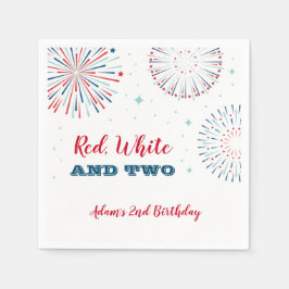 Guardanapo De Papel Nápoles Vermelho, Branco e Dois Aniversário