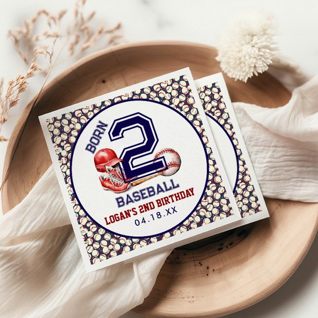 Guardanapo De Papel Nascer 2 Baseball | Segundo aniversário do Tema Es (Criador carregado)