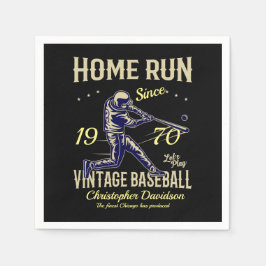 Guardanapo De Papel nascer de 50 anos 1970 Vintage Baseball Men Black