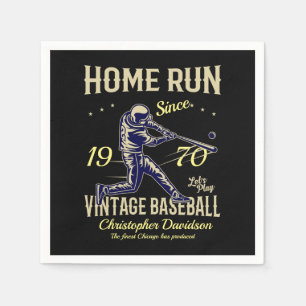 Guardanapo De Papel nascer de 50 anos 1970 Vintage Baseball Men Black