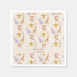 Guardanapo De Papel Nascimento de Animais Safari Selvagens Modernas e