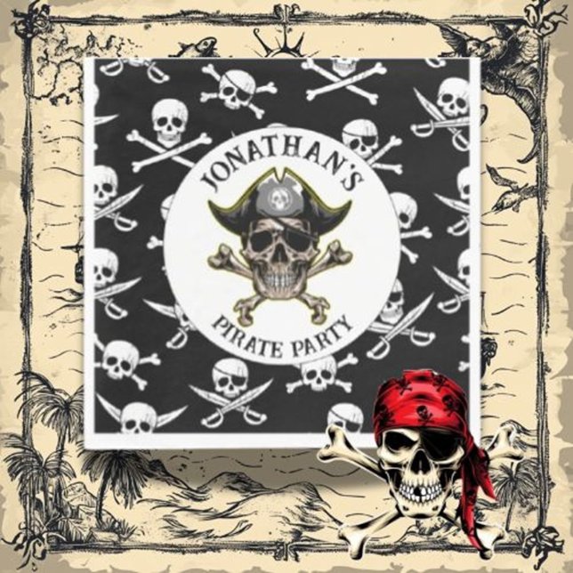 Guardanapo De Papel NASCIMENTO DO Crânio Pirata (Make your child’s pirate party unforgettable with themed napkins featuring fun designs)