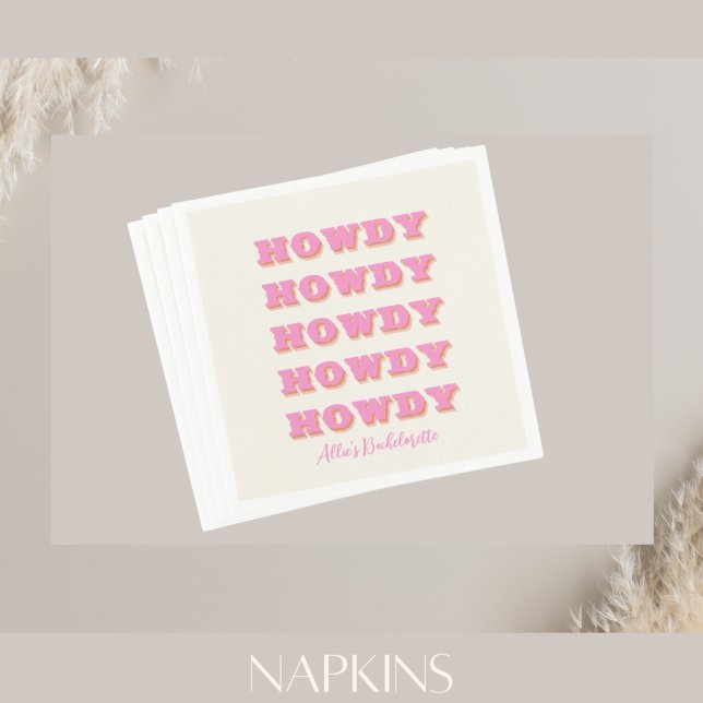 Guardanapo De Papel Nashville Bachelorette Howdy Pink Party Napkins (Criador carregado)