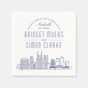 Guardanapo De Papel Nashville Deco - Marinho Skyline Evento de Casam