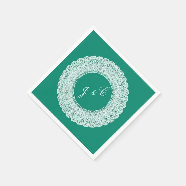 Guardanapo De Papel Nata-coquetel de chalé e renda branca (Canto)