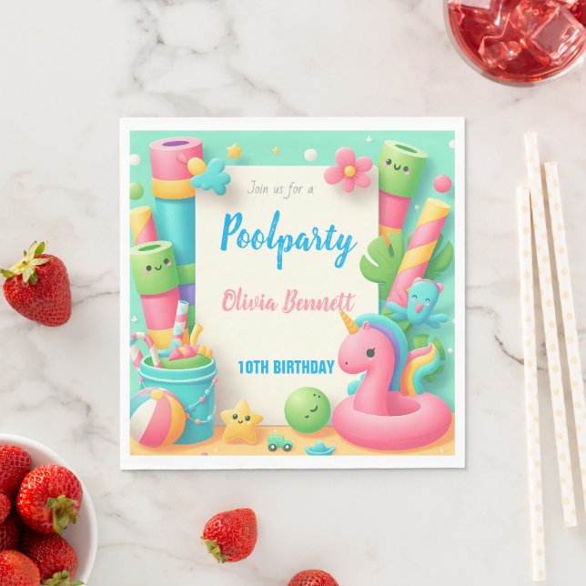 Guardanapo De Papel Natação de Aniversário do Partido da Piscina Editá (Insitu)