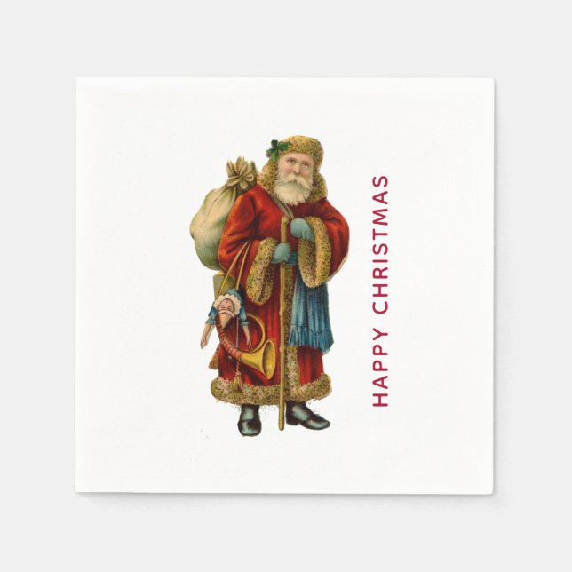 Guardanapo De Papel Natais vintages Velho Pai Natal (Frente)
