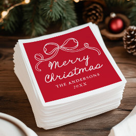 Guardanapo De Papel Natal Alegre Arco Desenhado à Mão Vermelho