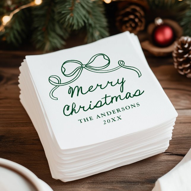 Guardanapo De Papel Natal Alegre Arco Verde Desenhado à Mão (Criador carregado)