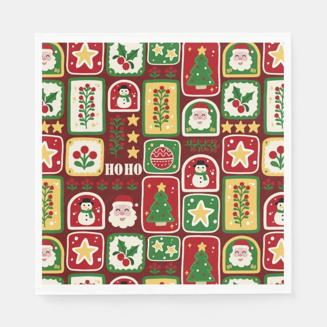 Guardanapo De Papel Natal Alegre e Brilhante (Frente)