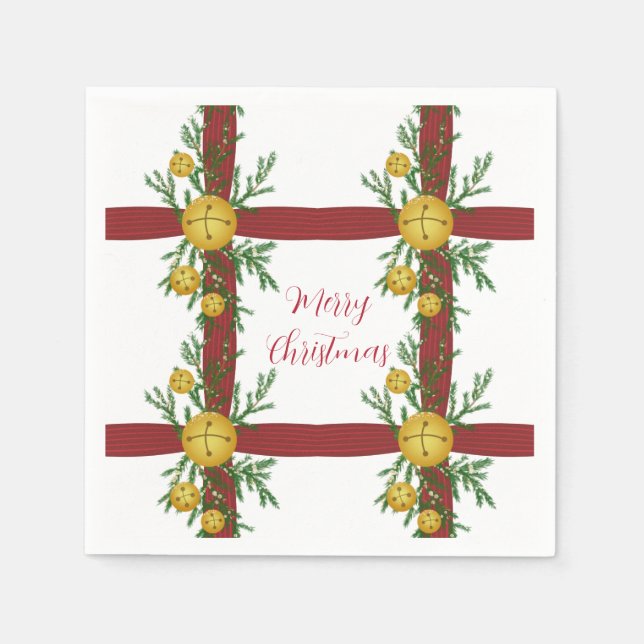 Guardanapo De Papel Natal Antigo com Sinos de Natal Feliz (Frente)