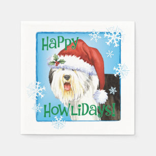 Guardanapo De Papel Natal Antigo pastor de inglês Napkins