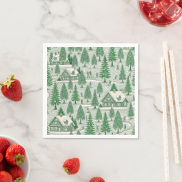 Guardanapo De Papel Natal Antigo Toile Verde Festa