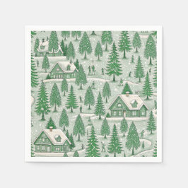 Guardanapo De Papel Natal Antigo Toile Verde Festa