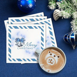 Guardanapo De Papel Natal Azul Sininhos Prateados 