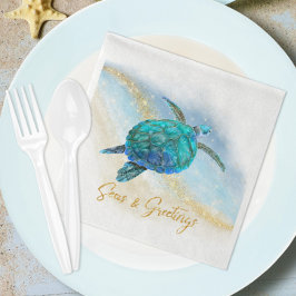 Guardanapo De Papel Natal Beach Sea Turtle Seas e Saudações