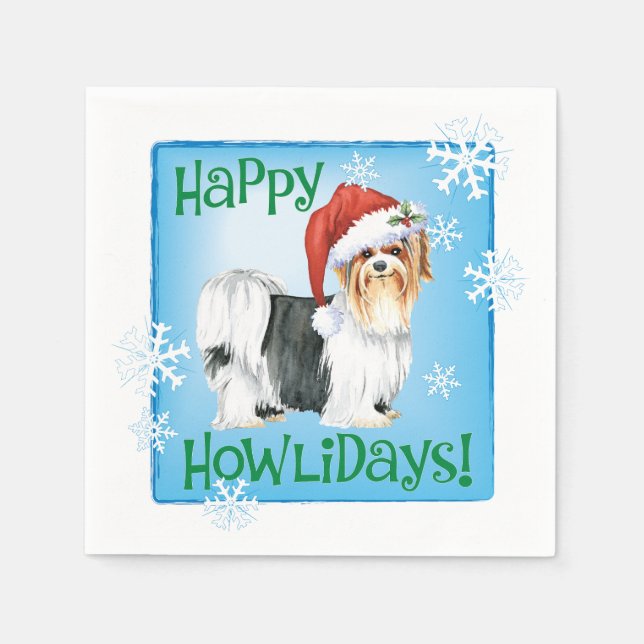 Guardanapo De Papel Natal Biewer Terrier Napkins (Frente)