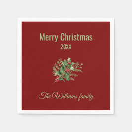 Guardanapo De Papel Natal Botânico Simples e Elegante