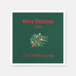 Guardanapo De Papel Natal Botânico Simples e Elegante