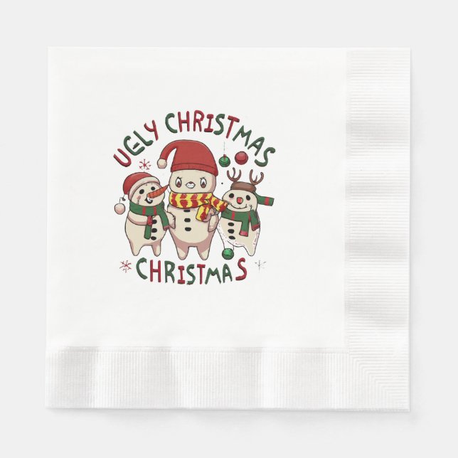 Guardanapo De Papel Natal branco ;NATAL FEIO (Frente)