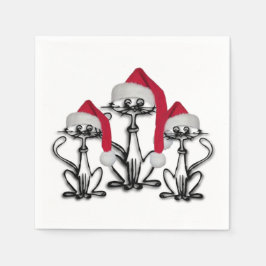 Guardanapo De Papel Natal Caroling Cats Joyous Divertido