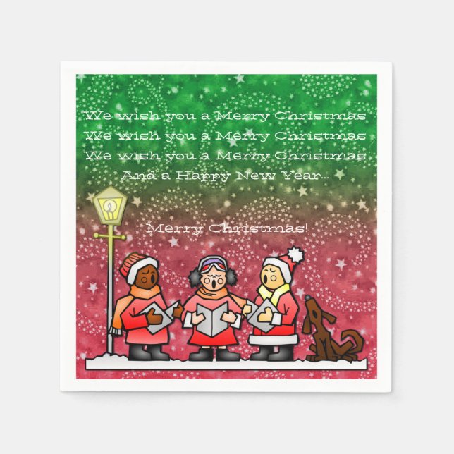 Guardanapo De Papel Natal Carols Red and Green Party Napkins (Frente)