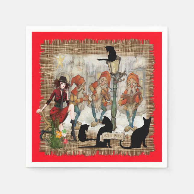 Guardanapo De Papel Natal com Anton Pieck (Frente)