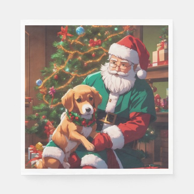 Guardanapo De Papel Natal com um cachorro feliz (Frente)