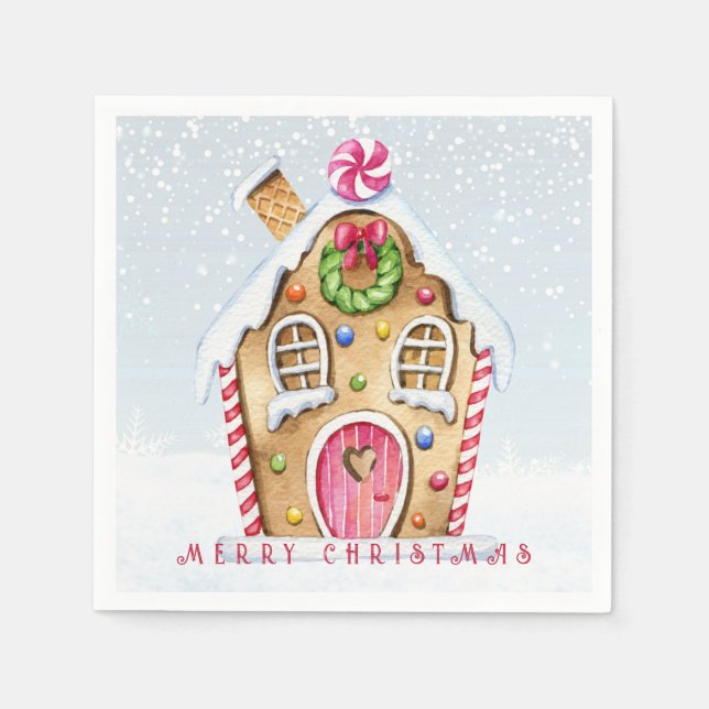 Guardanapo De Papel Natal da Casa de Pão Gingerido (Frente)
