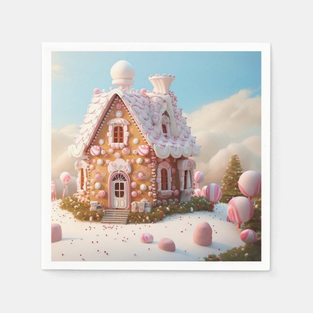 Guardanapo De Papel Natal da Casa de Pão Gingerido (Frente)