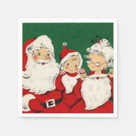 Guardanapo De Papel Natal da família de Papais noeis Vintage