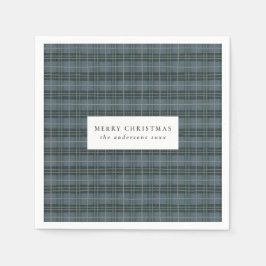 Guardanapo De Papel Natal da Xadrez do Tartan Azul Clássico